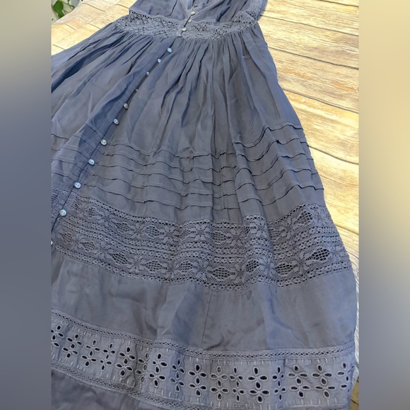 Lucky Brand Indigo Lace-Trim Maxi Dress - Picture 10 of 12